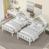 Bellemave® Twin Size House Platform Beds with Bookcase - Bellemave